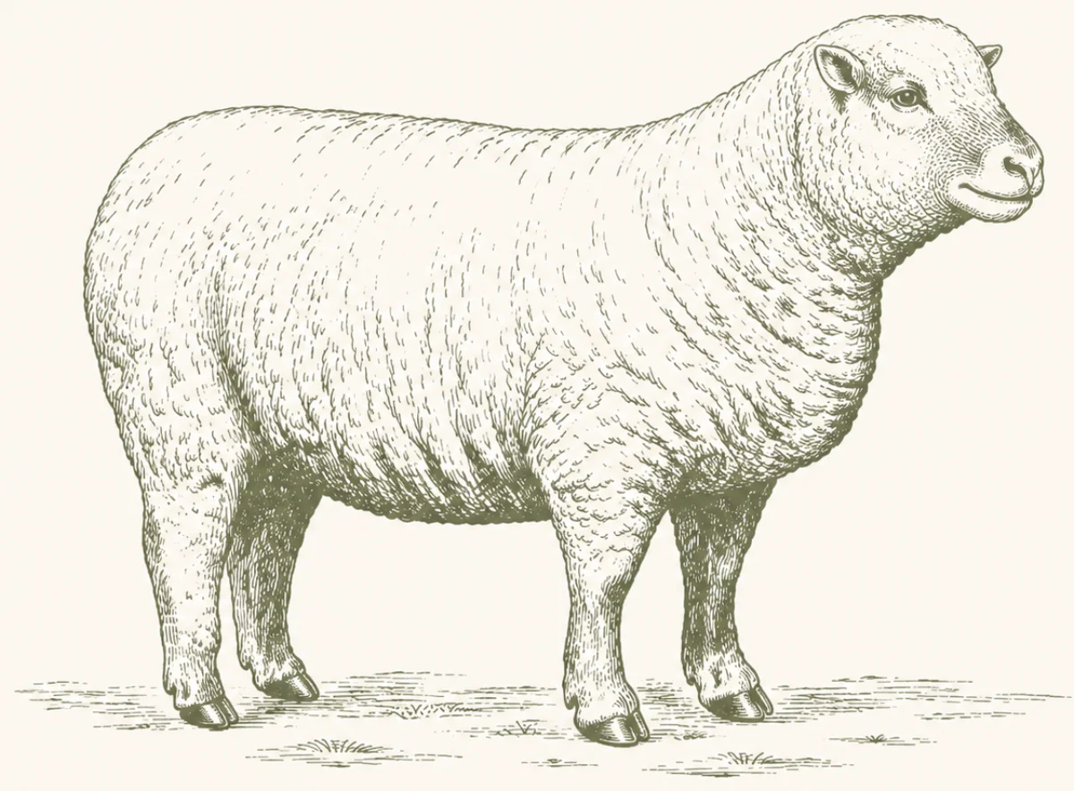 Illustrated lamb representing halal sheep harvesting services